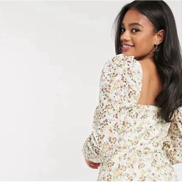 ASOS Broderie Puff Sleeve Mini Dress- Size 2 - Picture 2 of 7